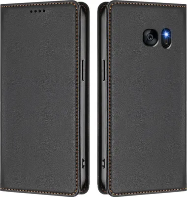 Obrázek produktu pro Kožené pouzdro pro Samsung Galaxy S7, magnetické flipové pouzdro zPolyuretankůže se stojánkem Černá