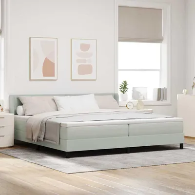 Immagine prodotto di Maison Exclusive - Letto boxspring con testiera grigio chiaro 200 x 200 cm in velluto