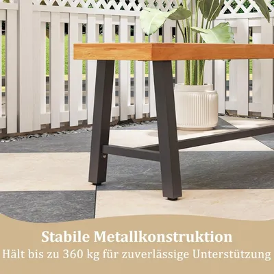 Produktbild von Gartenbank wetterfest 3-Sitzer Sitzbank bis 360 kg Parkbank aus Akazienholz und Metall 1 Stück