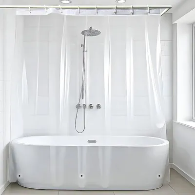 Obrázek produktu pro Průhledná sprchová závěsa 180 x 180 cm - Voděodolná a protiplísňová sprchová závěsa z materiálu Peva - Průhledná sprchová závěsa