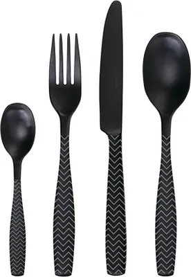 Image de Ménagère 6 personnes en inox 24 pièces Gaya Black Chevron