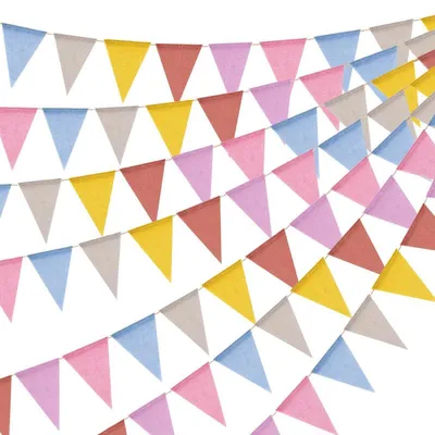 Produktbild von Wimpelkette Outdoor Pastellfarben 20m Wetterfest Girlande 60 Wimpel 13x17cm