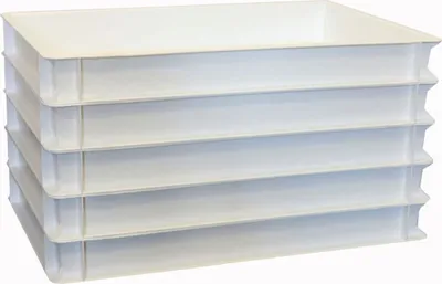 Produktbild von 5 x Pizzateigbehälter Pizzaballenbox weiß 60x40x7 cm
