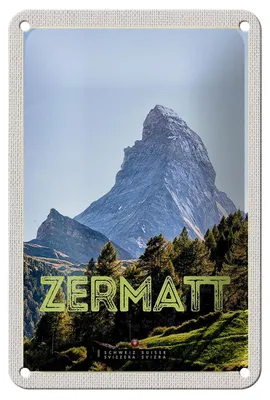 Produktbild von Blechschild Reise 12x18cm Zermatt Ansicht Ausblick Urlaubsort Schild