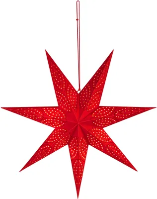 Produktbild von BRUBAKER 60 cm Papier Weihnachtsstern zum Aufhängen - LED Adventsstern für Weihnachtsdeko und Fenster, Rot