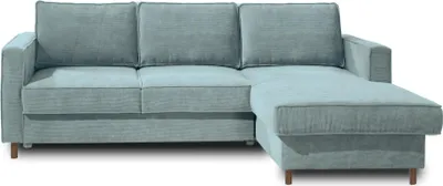 Image de Lisa Design Jake - canapé d'angle droit - convertible avec coffre - 4 places - en velours côtelé , Bleu