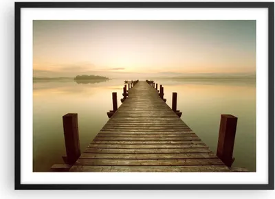 Produktbild von Gerahmtes Poster - Schwarzer Rahmen - Brücke See - 70x50 cm - Wand Bild - Wanddeko - Wandbilder - Kunstposter - Wandposter - Bilderrahmen - Bilder - Kunstdruck - Wandbild - P2BAA70x50-3625