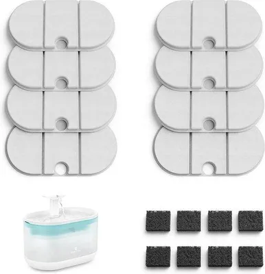Produktbild von Famanu Kattendrinkfontänenfilter 8-teiliges Set - 4-Monatserset mit viervoudigem Filtersystem