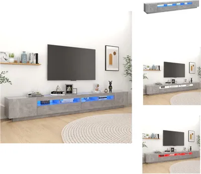 Produktbild von vidaXL TV-Schrank mit LED-Leuchten Betongrau 300x35x40 cm - TV-Möbel