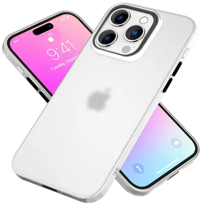 Produktbild von NALIA Silikonhülle für iPhone 16 Pro Max – Matt & Griffig Soft-Touch – ASTRON (Flexibles TPU Case & Stoßfest) – Marke aus Berlin – Weiß Transparent