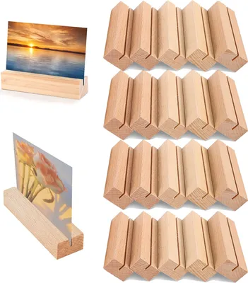 Produktbild von 20 Stück Kartenhalter Holz, Stabil Tischkartenhalter Menükartenhalter Postkartenhalter Fotohalter Holzständer