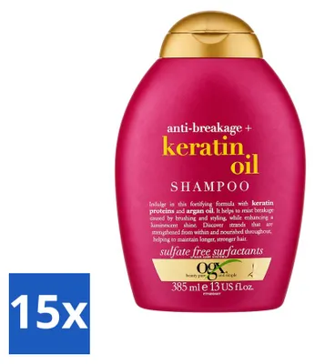 Produktbild von 15 x OGX Anti-Breakage Keratin Oil Shampoo - 385 ml - Vorteilspackung - 15 Stücke