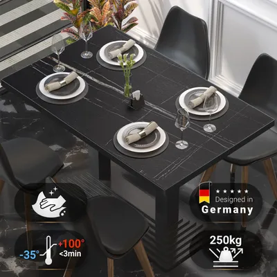 Produktbild von BRASIL | Gastro Tischplatte | B:T 120 x 70 cm | Schwarz Marmor | Rechteckig | Gastro Tischplatte