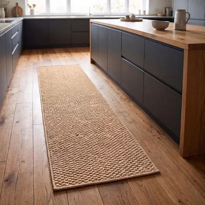 Productafbeelding van Vika Living Keukenloper - Laagpolig en Wasbaar - Beige - 200x45 cm