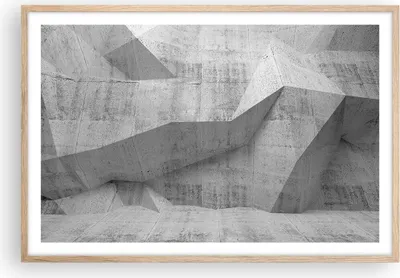 Produktbild von Gerahmtes Poster - Rahmen in heller Eiche - Beton Wand Grau - 91,5x61 cm - Wand Bild - Wanddeko - Wandbilder - Kunstposter - Wandposter - Bilderrahmen - Bilder - Kunstdruck - Wandbild P2NAA91x61-4183