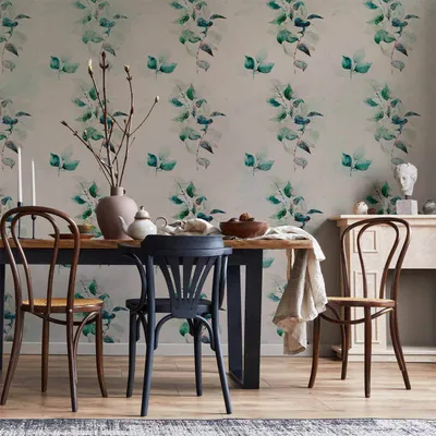 Produktbild von Vlies Fototapete - Mint green nature - solid floral pattern with green leaves 400x280 cm Blätter b-A-10141-a-c