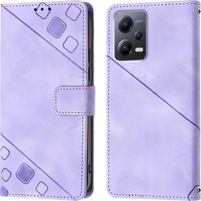 Immagine prodotto di Custodia per Xiaomi Redmi Note 12 in rilievo Custodia a portafoglio in pelle flip con supporto Viola