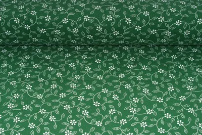 Obrázek produktu pro Plátno bavlněné, květy - krojovka na zelené, metráž, látky / 50cm