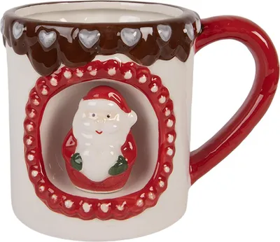 Produktbild von Clayre & Eef Tasse 375 ml Weiß Keramik Weihnachtsmann