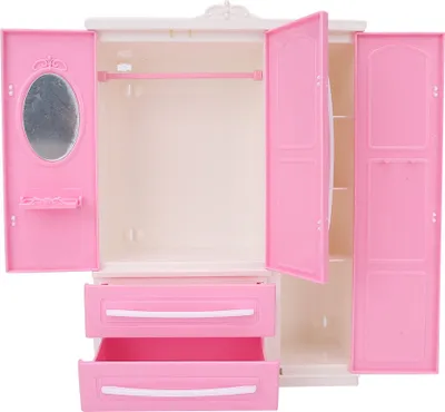 Produktbild von 3-tür Puppenhaus Kleiderschrank Puppen Möbel Zubehör für Puppen Mädchen Spielzeug Geschenk