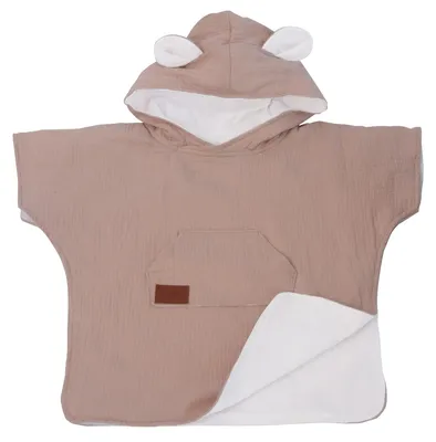 Produktbild von Bellochi Premium Musselin Poncho für Kinder mit Kapuze & Ohren - 100% Baumwolle - Saugstarkes & Schnelltrocknendes Strandtuch - Atmungsaktiver UV-Schutz - Leichtes Badetuch für Kleinkinder
