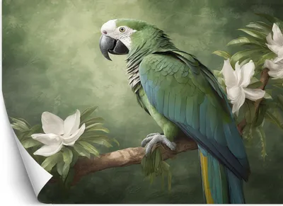 Produktbild von Vlies fototapete Tiere Papagei Vogel 400x280 cm Feeby Grün inkl. Kleber einfache Montage