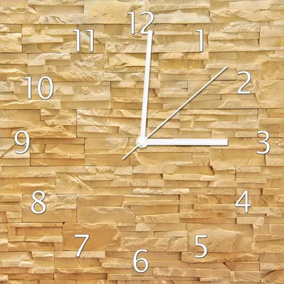 Produktbild von Wallario Design Wanduhr Steinwand gelb-orange aus Echtglas, Größe 30 x 30 cm