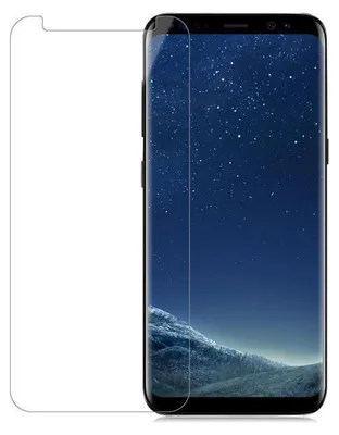 A transparent screen protector is shown on a smartphone with a starry night background.