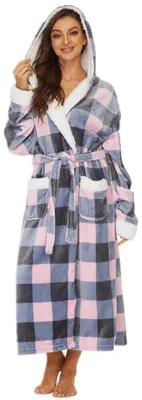 Obrázok produktu pre Dámsky župan, plyšový, s kapucňou, dlhý, 100% polyester