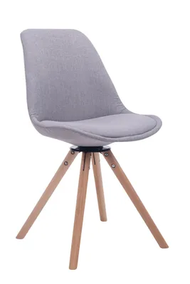 Productafbeelding van CLP bezoekersstoel Troyes, bekleed met stof, ronddraaibaar, met ronde houten poten, grijs frame, natuurlijke kleur