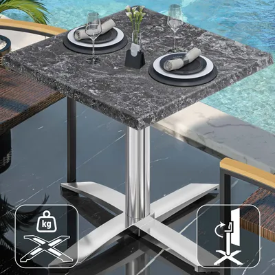 Produktbild von WTG | Bistro Außen Tisch | B: T: H:  60 x 60 x 75,5 cm | Felsen / Aluminium | Quadratisch | Klappbar + Zusatzgewicht | Bistro Tisch Gastro Tisch