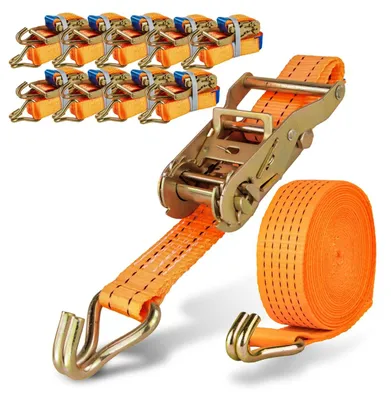 Produktbild von Safetytex Spanngurt 6 Meter 35mm 2000kg zweiteilig Anhänger Zurrgurt orange 10 Stück