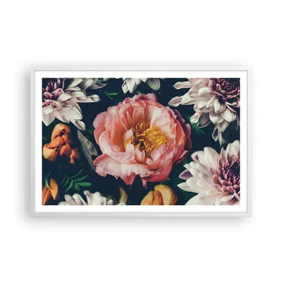 Produktbild von Gerahmtes Poster - Weißer Rahmen - Blumen Pfingstrose Holzig - 91,5x61 cm - Wand Bild - Wanddeko - Wandbilder - Kunstposter - Wandposter - Bilderrahmen - Bilder - Kunstdruck - P2WAA91x61-4661