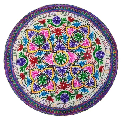 Runder Wandteppich aus Baumwolle, bunt, 36 cm, handgefertigt