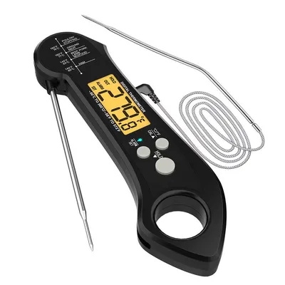 Produktbild von Digitales Fleischthermometer mit externer Sonde – Sofort ablesbares Bratenthermometer mit 2 langen Sonden, Alarmfunktion und Magnet