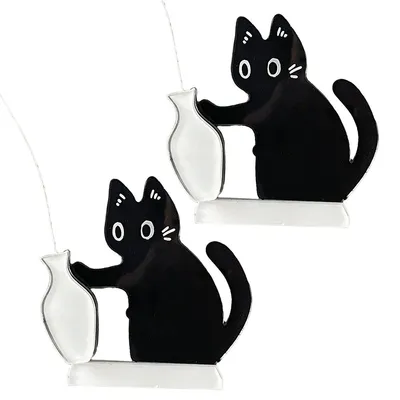 Produktbild von Magnetische Katzen Vase Set 2er aus Acryl, niedliche Kühlschrank Deko, Geschenk für Katzenfans