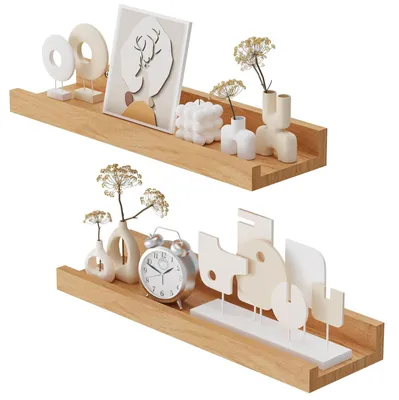 Immagine prodotto di Set di 2 mensole da parete in legno di quercia, dimensioni 40 x 12 cm