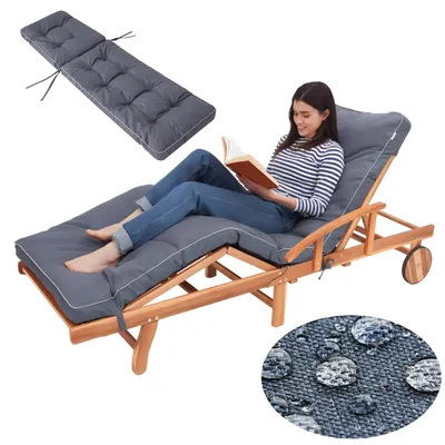 Image de Hobbygarden Chaise longue Coussin pour Deckchair Coussin pour chaise longue - Coussin Hugo 201 x 55 x 8 cm, bleu marine