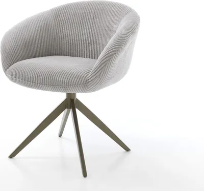 Produktbild von DELIFE Drehstuhl Vinka-Flex mit Armlehnen Cord Silbergrau Kreuzgestell breit Effektfinish Titan 360° drehbar Wippfunktion Taschenfederkern