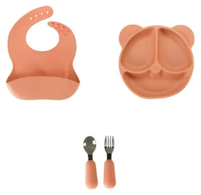 Produktbild von KIK KX4001 Silikon-Geschirrset für Kinder, 4-teilig, orange