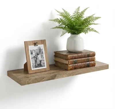 Immagine prodotto di Mensola Sospesa Robusta Parete Scaffale Legno Moderno 90x23.5x3.8 cm.Colore:rovere