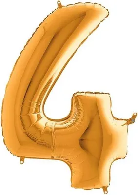 Produktbild von Folienballon Zahl 4, Gold, 66 cm Grabo