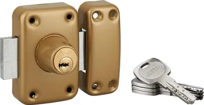 Image de Verrou double entrée Transit 2 pour porte d'entrée, cylindre 45mm, 4 clés, époxy or - THIRARD