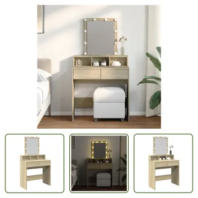 Immagine prodotto di The Living Store Comodino con illuminazione LED Rovere Sonoma 80x41x144,5 cm