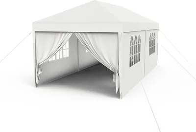 Zdjęcie produktu dla Namiot ogrodowy altana 3x6m Wodoodporny Stabilny z 4 panelami bocznymi i oknami oraz stałymi kołkami Namiot imprezowy Zimoodporny Ochrona UV, biały CEEDIR