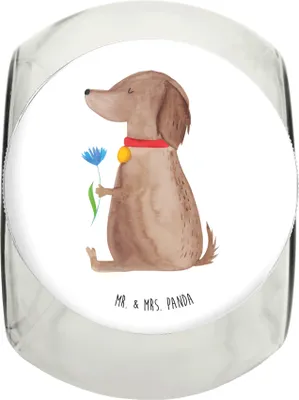 Produktbild von Mr. & Mrs. Panda leckerlidose Hund Blume L 870ml - Weiß - Geschenk, Süß, Dose, Vorratsbehälter, Vierbeiner, Hunde, Sprüche, Aufbewahrungsdose, Bonbonglas, Keksdose