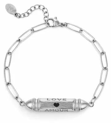 Produktbild von Armband Kugelperle mit Gravur 'Love' 'Amour' Silberfarben Yehwang (at)