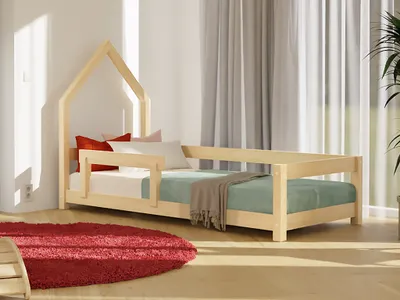 Produktbild von Hausbett POPPI mit Rausfallschutz 80x180 cm Himmelblau, Rechts