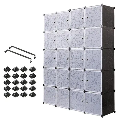 Kleiderschrank 20 Würfel, 180x37x145 cm, modular, mit Stange, Kunststoff
