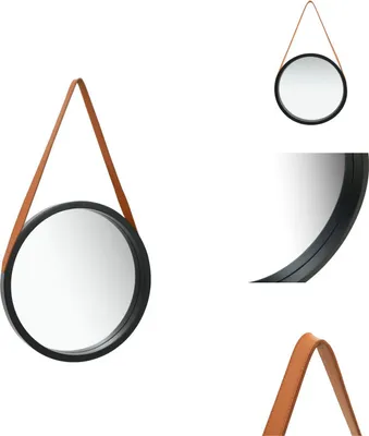 Image de vidaXL Miroir mural avec ceinture 40 cm noir - miroir